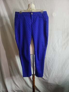Lilly Pulitzer Kelly Skinny Ankle Pants in Royal Blue Quatrefoil Jacquard